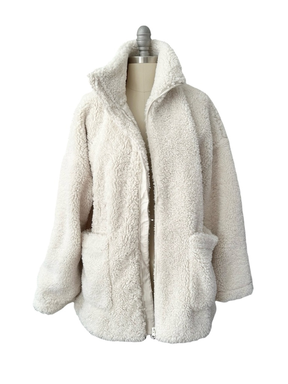 Cozy Cream Sherpa Jacket | Lou & Grey - Women's Plush Zip-Up Coat | Medium
